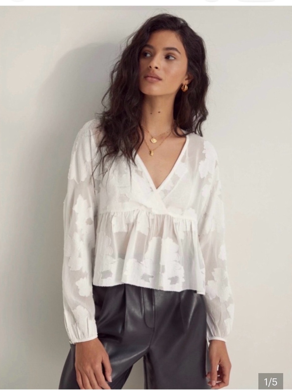 Aritzia Augustine V-Neck Peplum Blouse